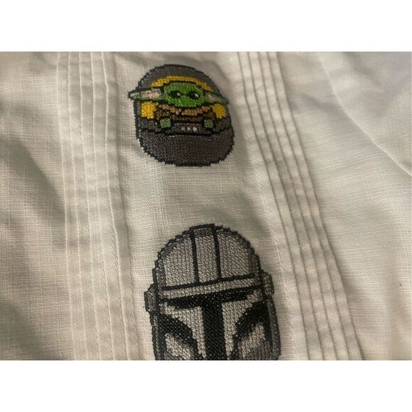 Boys Kids STAR WARS Collared Shirt SZ 10 Cubans Linen Embroidered So Cute - Picture 15 of 16